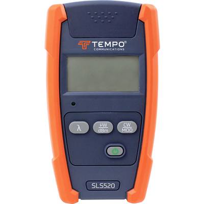Handheld optical power measurement device with display and control buttons, suitable for telecommunications applications.