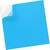 A light blue square sticky note with a slightly peeled corner at the top left, revealing a white background.
