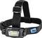 Black head torch with elastic band, adjustable fastening and blue 'B&W' logo on the side. Perfect for hiking.