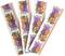 Four colourful bookmarks with a floral pattern, including purple, yellow, and orange flowers on a white background with orange stripes.