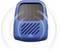 A blue, solar-powered marten deterrent with vertical and diagonal ventilation slots. Device for pest control outdoors.