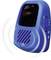 A blue, electronic animal deterrent with three setting options and a sound waves symbol. Switch set to 'ON'.