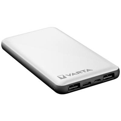 White power bank with multiple USB ports, Varta brand, on white background.