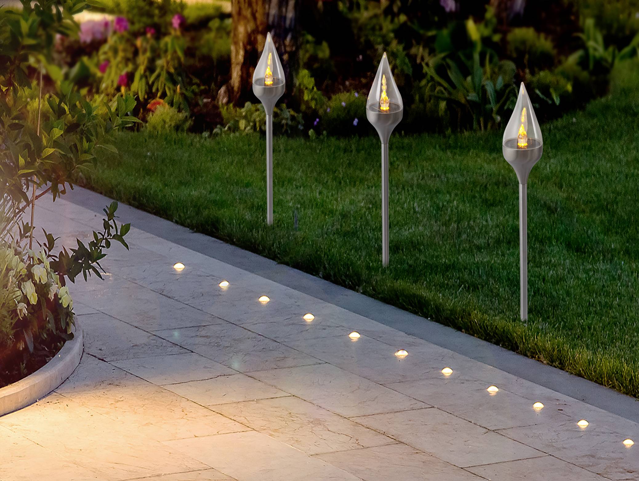 Sygonix SY-4677492 LED garden light 3-piece set LED (monochrome) Built-in LED 0.07 W Black-3