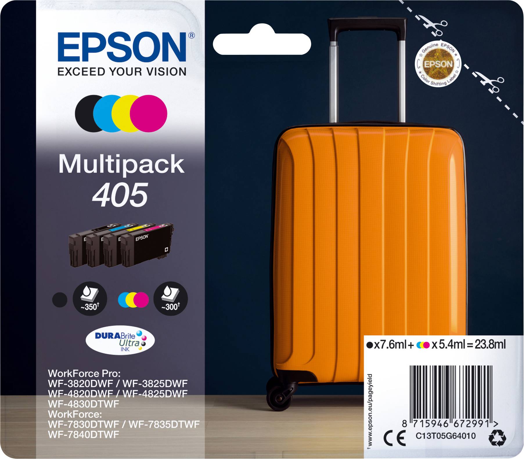 Epson Ink cartridge T05G6, 405 Original Set Black, Yellow, Cyan, Magenta C13T05G64010
