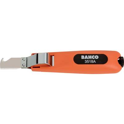 Orange peeling tool with a blade and a metal clamp, brand name 'BAHCO 3518A' printed on the side.