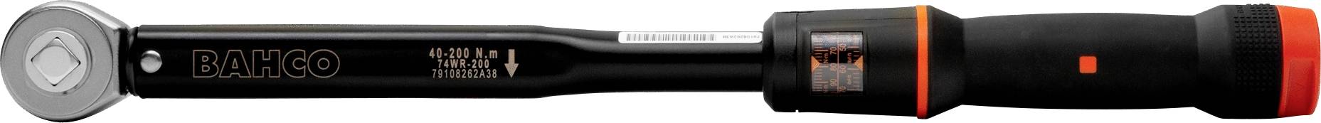 Torque wrench with a black handle and orange accents. Suitable for precise tightening of screw connections.