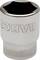 A gleaming, silver socket extension with an engraved brand mark. Primarily used in mechanical work and repairs.