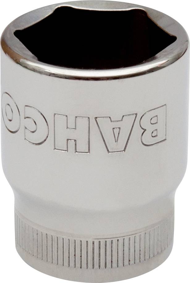 Metal socket with inscribed 'Bahco' marking, suitable for socket wrench applications.