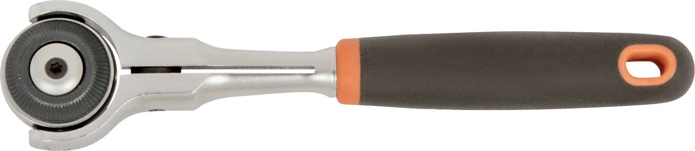 A rotary cutter with a black handle and silver blade, used for precise cutting of fabrics or materials.