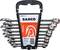 A set of nine stainless steel ring spanners, sizes 8 to 19 mm, in a holder with the 'BAHCO' print.