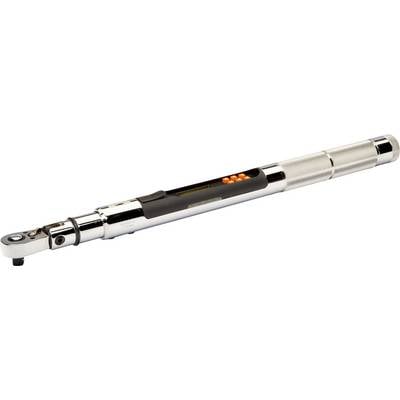 Metal torque wrench with digital display, suitable for precise tightening of screws in technical or mechanical applications.