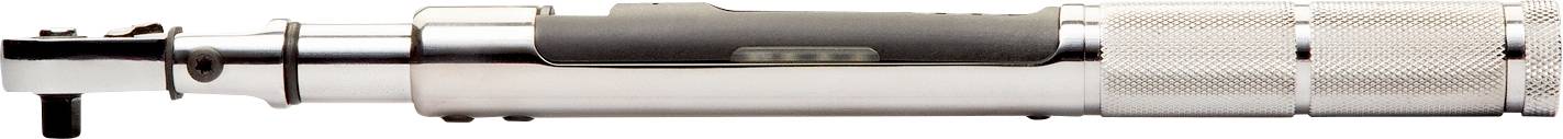 Torque wrench with metallic handle and digital display, for precise force measurement in technical applications.