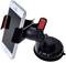 Smartphone in a black holder with a suction cup, for mounting on windscreens, holder has red details on the sides.