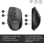 M705 Marathon wireless mouse, 2.4 GHz with USB unifying receiver, 1000 DPI, 5 programmable buttons, up to 3 years battery life, for PC, Mac, laptop and Chromebook