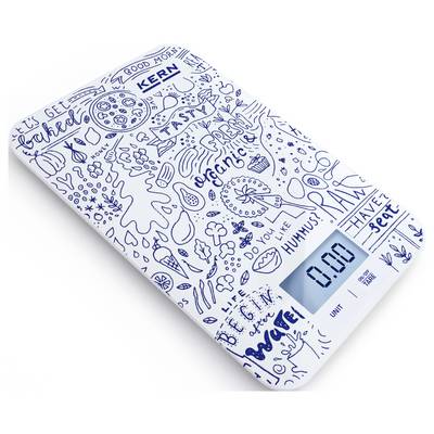 Electronic kitchen scales with a doodle-like design. The display shows '0.0' grams. Ideal for weighing ingredients when cooking.