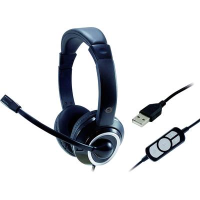 Image of Conceptronic POLONA 01B Phone Over-ear headset Corded (1075100) Stereo Black Remote control, Volume control, Microphone mute