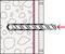Diagram showing a drill bit penetrating a layered wall structure, with an arrow indicating drill direction. Layers include stone and insulation.