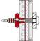 Cross-section diagram of a wall installation showing a screw secured with a red toggle bolt anchor expanding behind the wall.