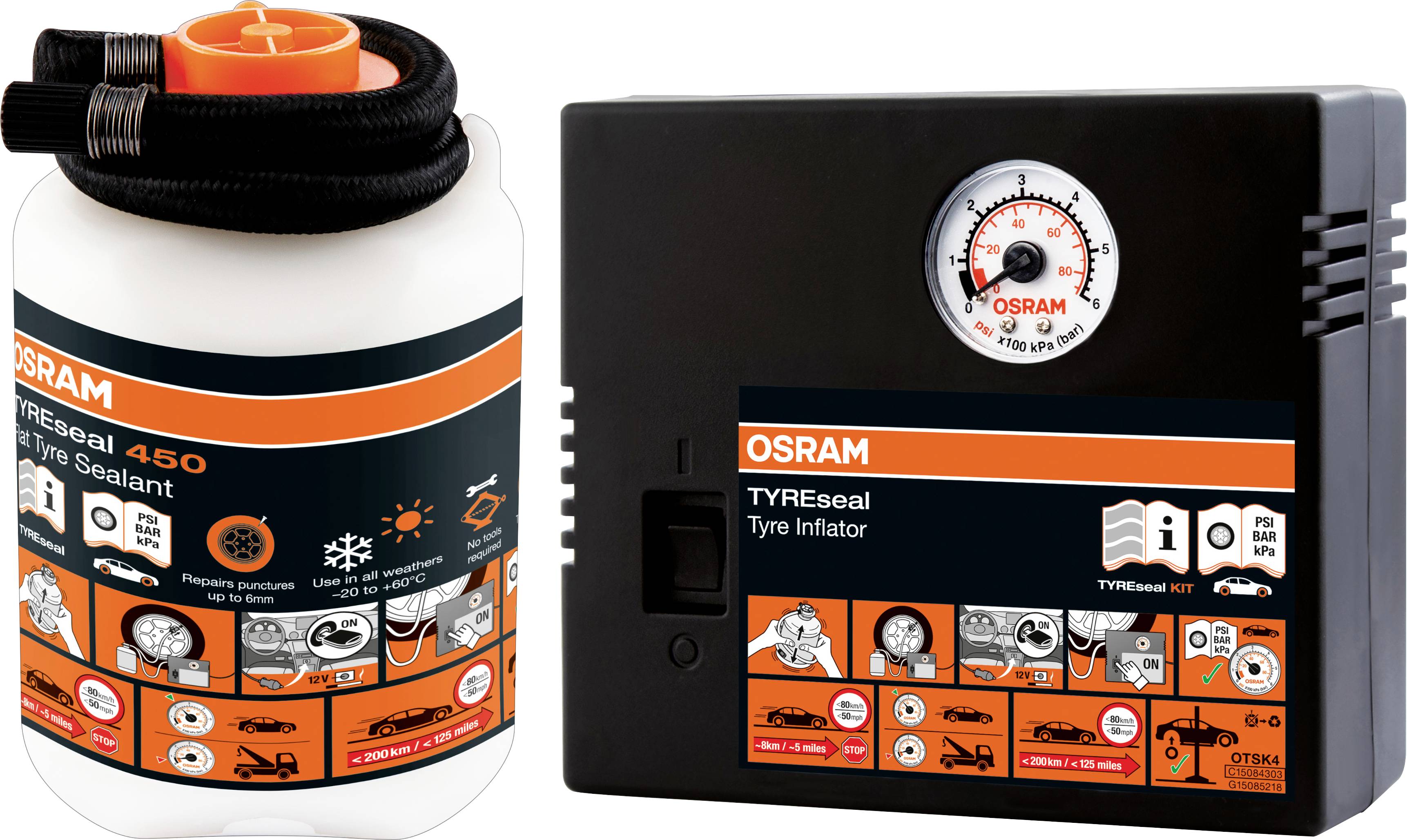 Buy OSRAM 4052899620247 OTSK4 Puncture repair kit Cars, Motorcycles (L x W  x H) 157 x 89 x 227 mm