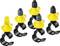 Five yellow and grey spray nozzles with black mountings, arranged in two rows. Suitable for irrigation systems.<br><br>Note: The translation is already in British English, so no significant changes were needed.
