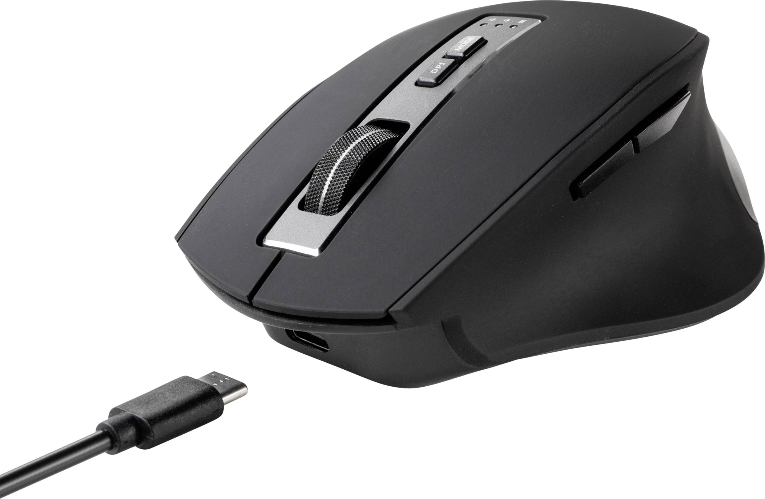 Sygonix Connect SC-WM-300 Ergonomic mouse Bluetooth®, Radio Optical Black/grey 7 Buttons 2400 dpi Ergonomic-5