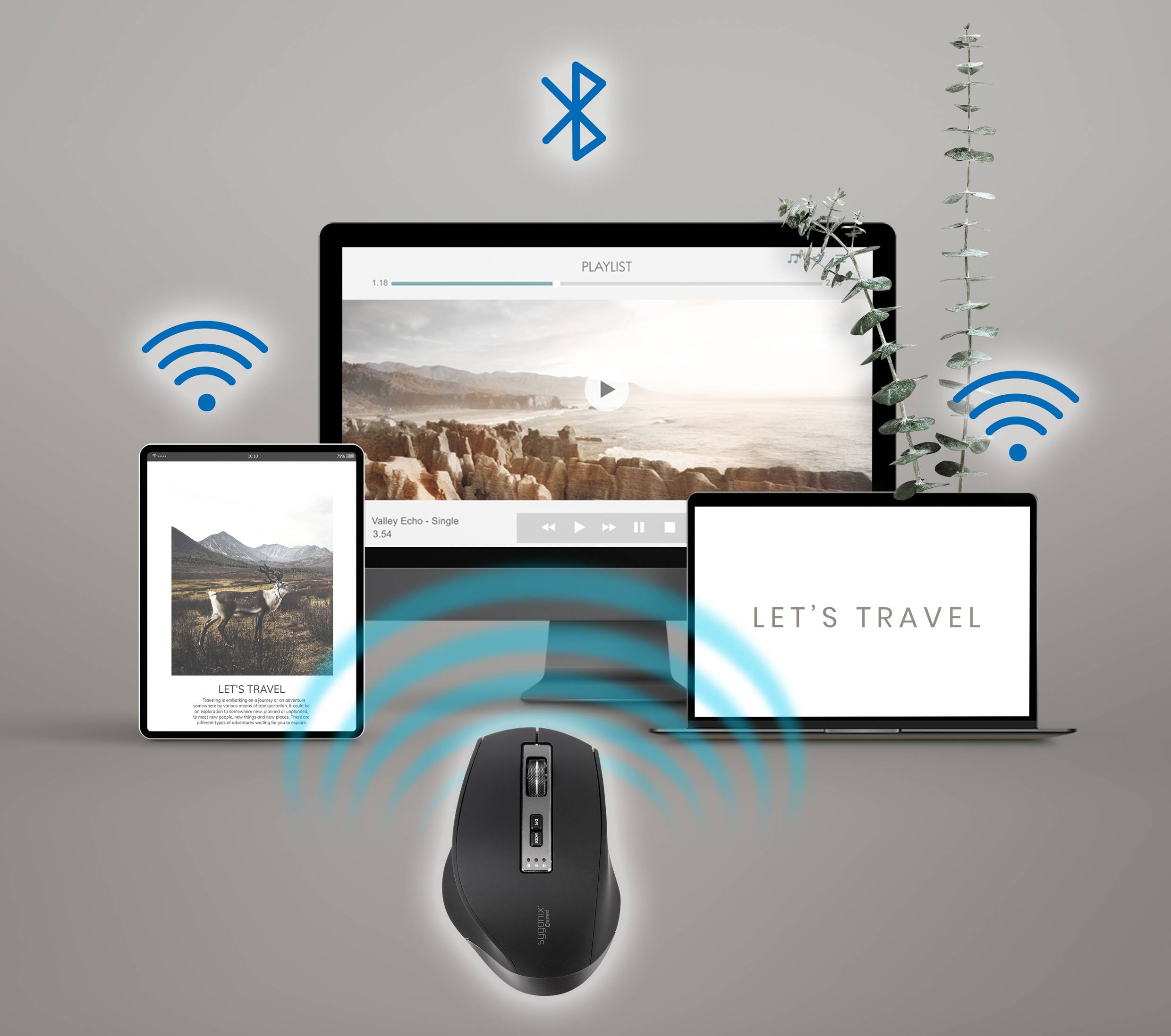 Sygonix Connect SC-WM-300 Ergonomic mouse Bluetooth®, Radio Optical Black/grey 7 Buttons 2400 dpi Ergonomic-6