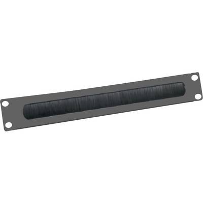 A black, rectangular brush insert for a rack panel, used for cable management and shielding in IT environments.