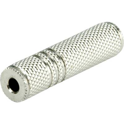 A silver audio jack adapter with a ribbed surface, suitable for connecting cables in audio applications.