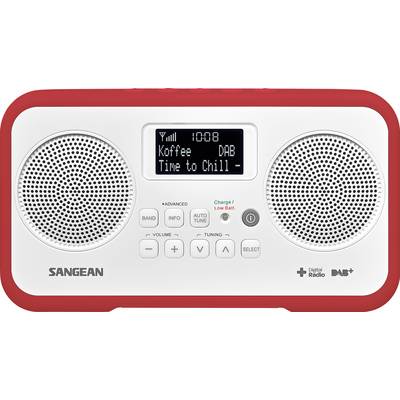 Digital radio with two speakers and a display. On the display it reads: 'Coffee DAB. Time to Relax'. Brand name in bottom left.