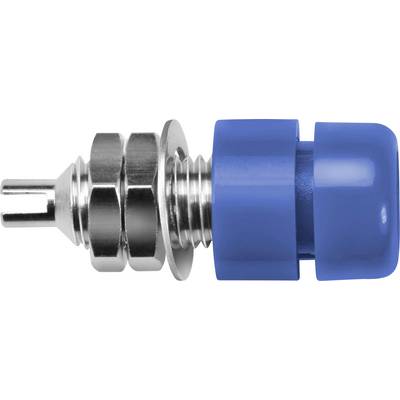 Metal and plastic component with a screw thread and blue cover, possibly part of an industrial machine.