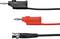 'Two isolated test probes, one black, one red, with BNC cable connection. Items for electrical testing purposes.'