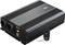 Black AEG voltage converter with two power sockets, USB port and remote control.