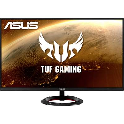 'TUF Gaming' monitor by ASUS with a space image displayed in the background on the screen.