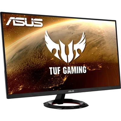 'ASUS TUF Gaming Monitor' with TUF logo displayed on the screen against a cosmic background. High-quality, performance-driven design.