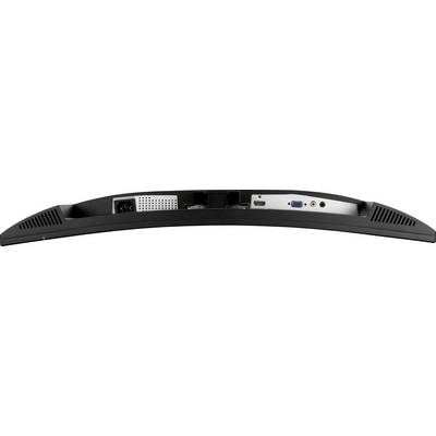 Back of a monitor with various ports: power, HDMI, USB, VGA, audio input and output.