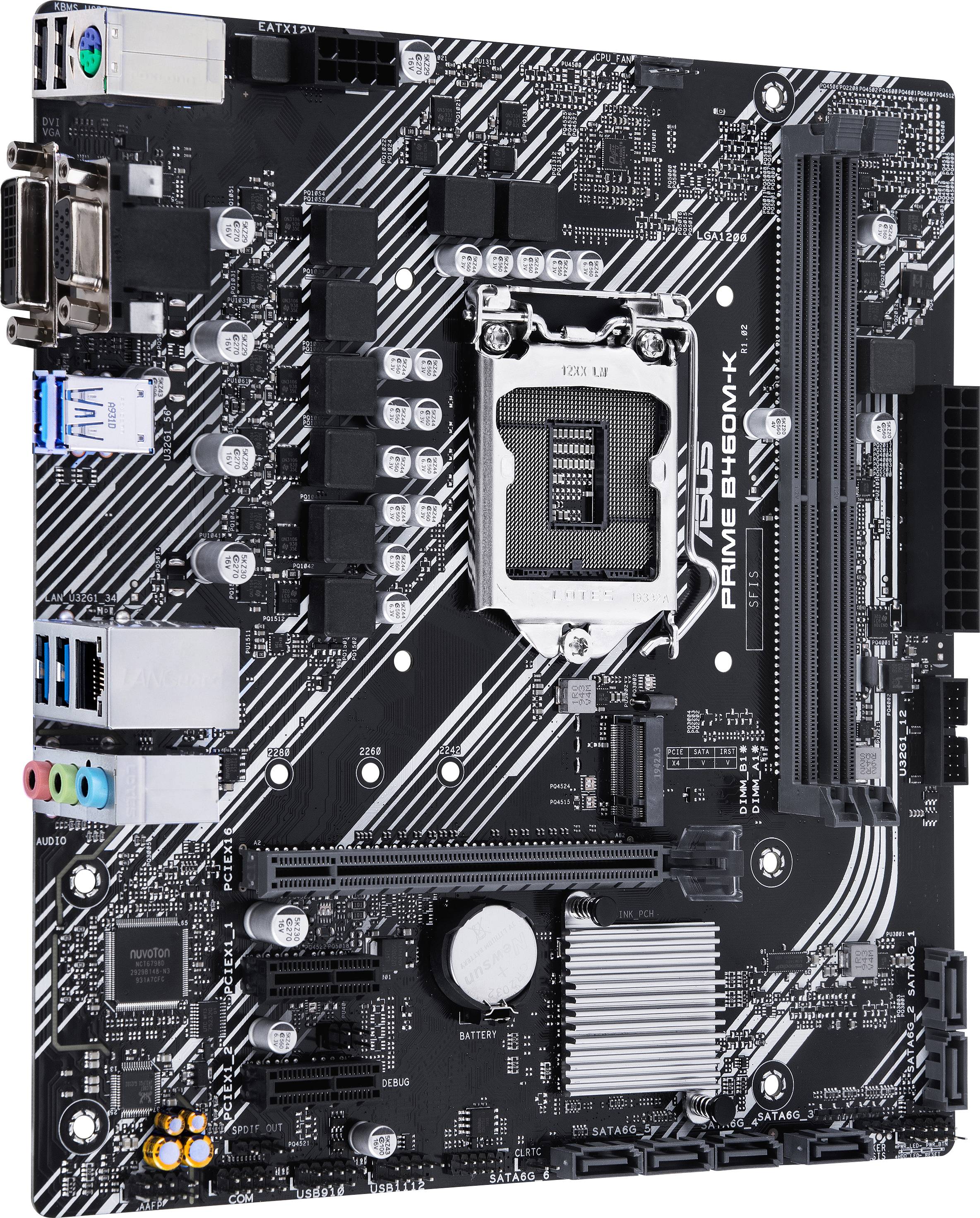 Asus PRIME B460M-K Motherboard PC base Intel® 1200 Form factor (details) Micro-ATX Motherboard chipset Intel® B460-1