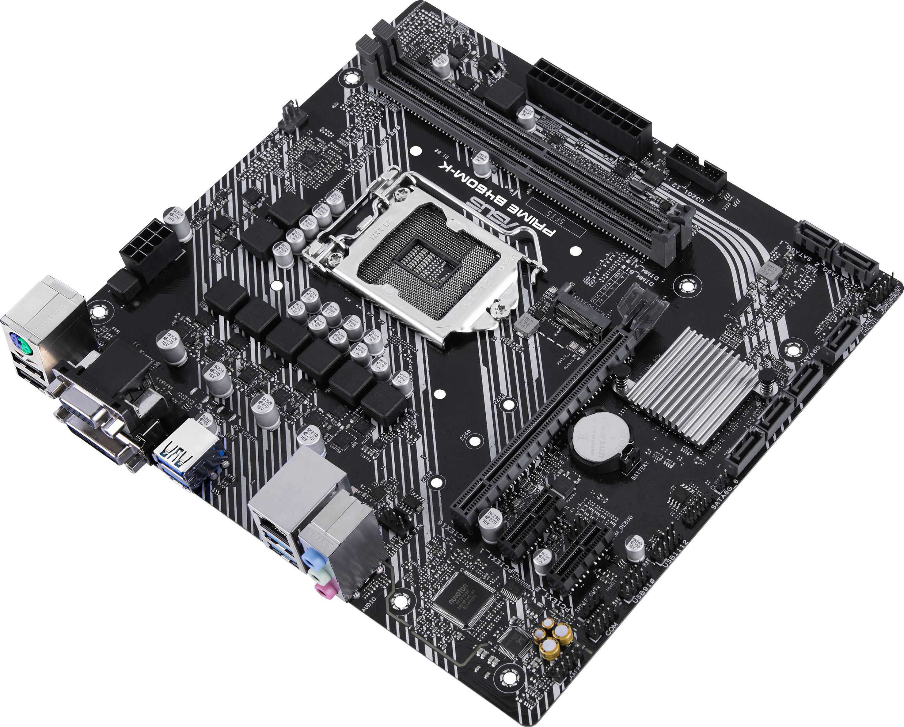Asus PRIME B460M-K Motherboard PC base Intel® 1200 Form factor (details) Micro-ATX Motherboard chipset Intel® B460-3