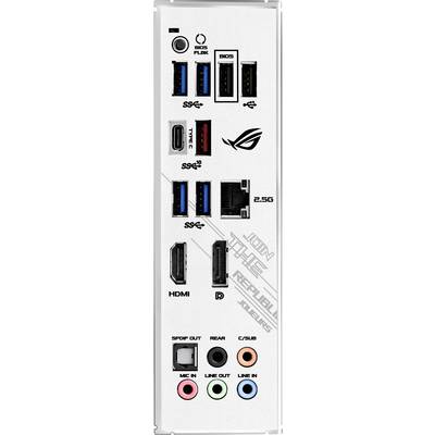 'Back of a motherboard with various ports: USB, Ethernet, HDMI, Audio. Labelled with 'Join the Republic' and logo.'