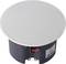 Ceiling speakers with a round white grille and black enclosure, suitable for acoustic installations in buildings.