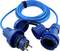 Blue extension lead with plug and socket for outdoor use. Suitable for 220-240 volts. Ideal for garden use.