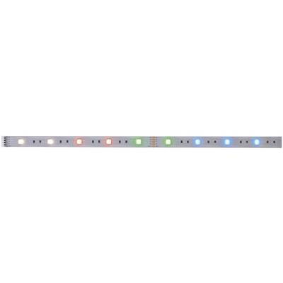 A series of coloured LEDs on a strip, displaying colours in a sequence of white, red, green, and blue.