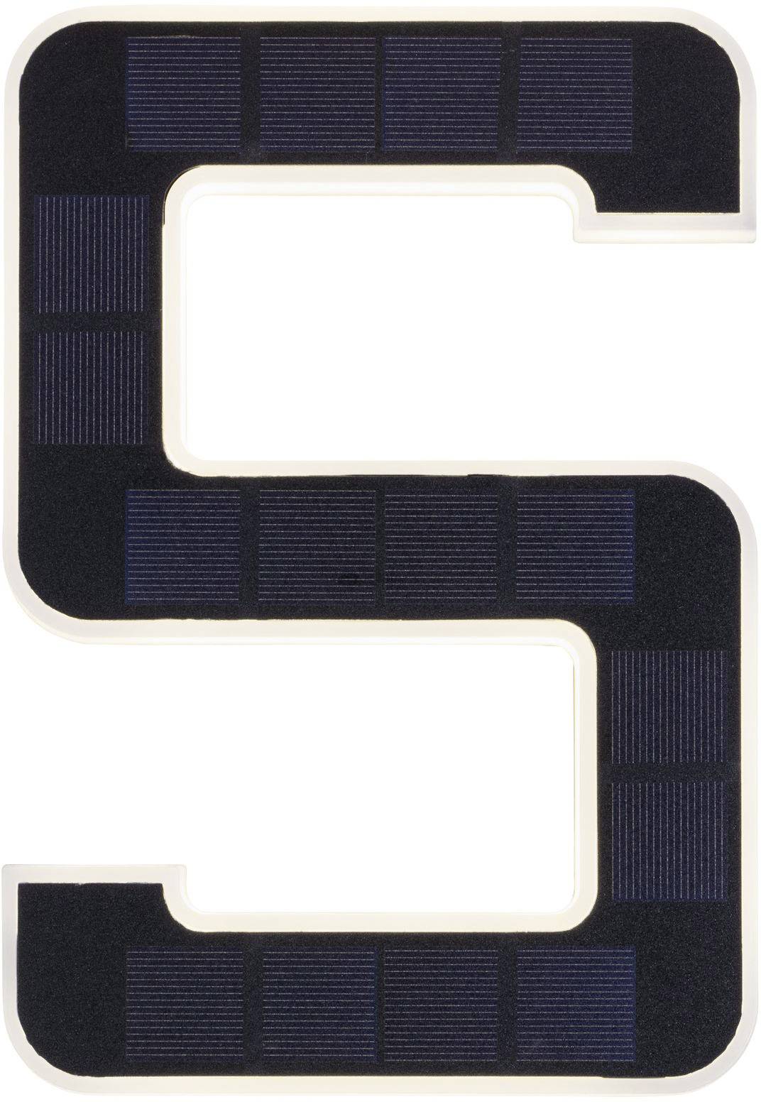 A large, stylised 'S' formed from solar modules.