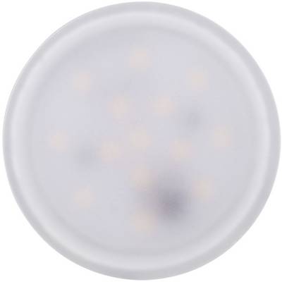A round LED light with a diffused cover that emits soft, uniform light.