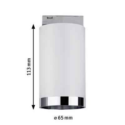 Cylindrical ceiling light in white, 113 mm high, with a diameter of 65 mm, suitable for interior decor.