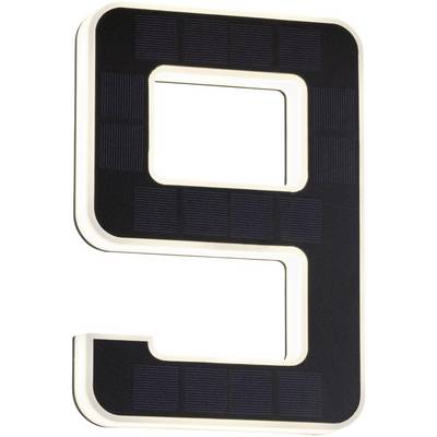 A stylised number '9', black with a light border, on a white background.