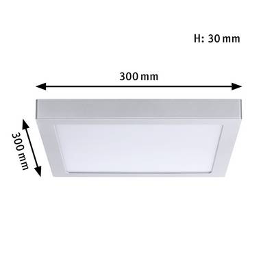 Square ceiling light, silver. Dimensions: 300 mm x 300 mm, height: 30 mm.
