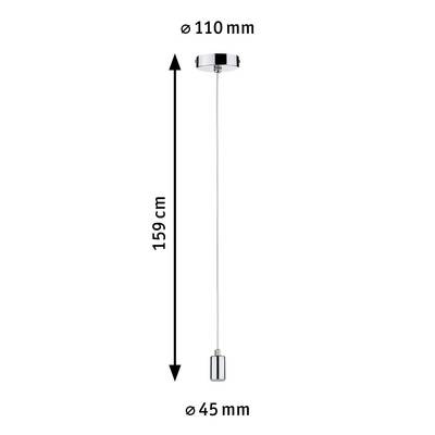 'Modern pendant light with a total length of 159 cm, ceiling mounting with 110 mm diameter, lamp socket with 45 mm diameter.'