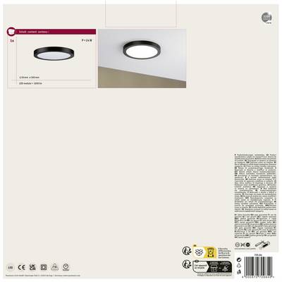 Ceiling light in a simple, round design with a black frame and white diffuser. Dimensions: 28x4 cm. Power: 18 W, Luminous flux: 2000 lm.
