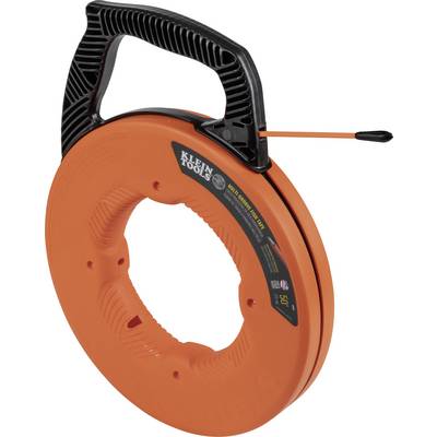 An orange cable pulling tape with a black handle from 'Klein Tools'. It displays the brand marking and is suitable for cable installation.